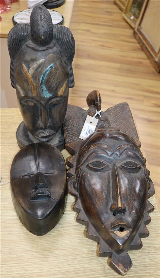 Two tribal carved masks longest 45cm